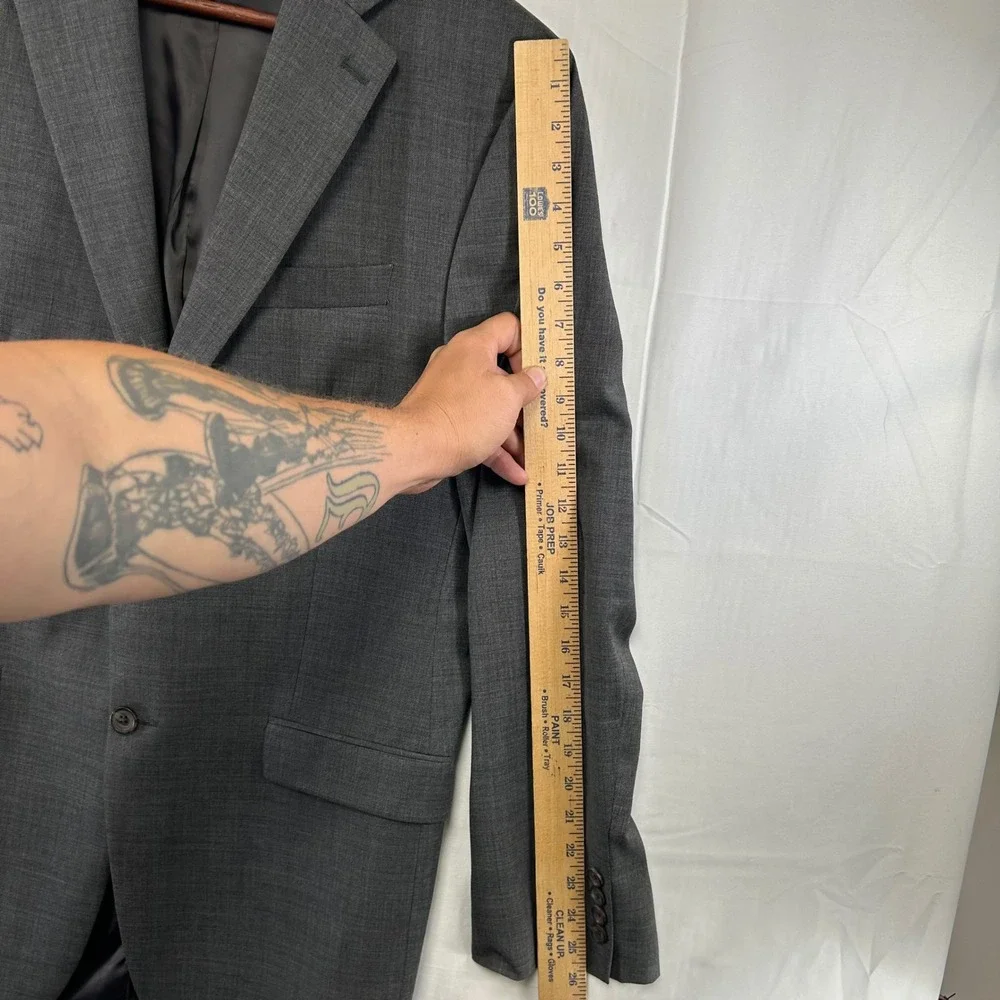 Lauren Ralph Lauren Blazer Mens 40L Grey Wool Sharkskin Two Button Sport Coat